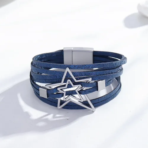 Vista 2 de Pulsera de cuero con forma de corazón para mujer, apilable, de cuero punk, para adolescentes y niñas, Cobre, otro