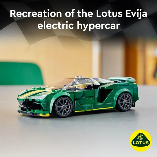 Vista 2 de LEGO Speed Champions Lotus Evija 76907 Modelo de juguete de coche de carreras para niños, juego coleccionable con minifigura de conductor de carreras