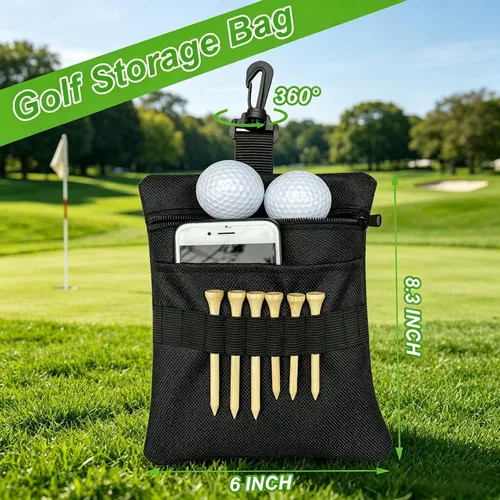 Vista 2 de Bolsa de tee de golf CORECISE, bolsa de bolas de golf con cierre, bolsa de accesorios para hombres