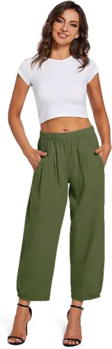 Vista 4 de Womens Capri Yoga Pants Wide Leg Loose Comfy Lounge Cropped Capris with Pockets