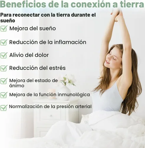 Vista 3 de Sábanas de conexión a tierra tamaño individual Premium de algodón para terapia de sueño saludable, sábanas ajustadas de bolsillo profundo con cable