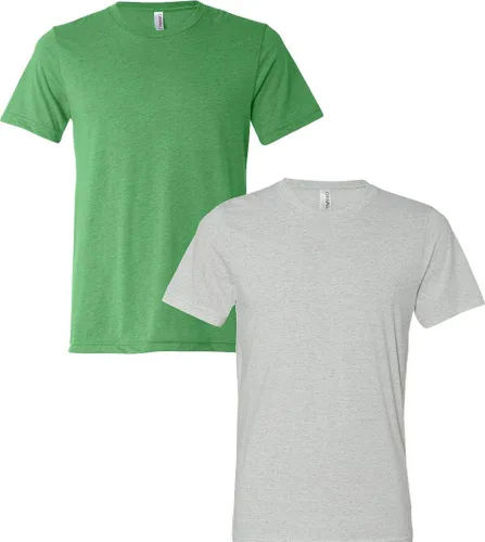 Vista 218 de Bella Canvas 3413c para hombre (1) Triblend verde + (1) Triblend rojo