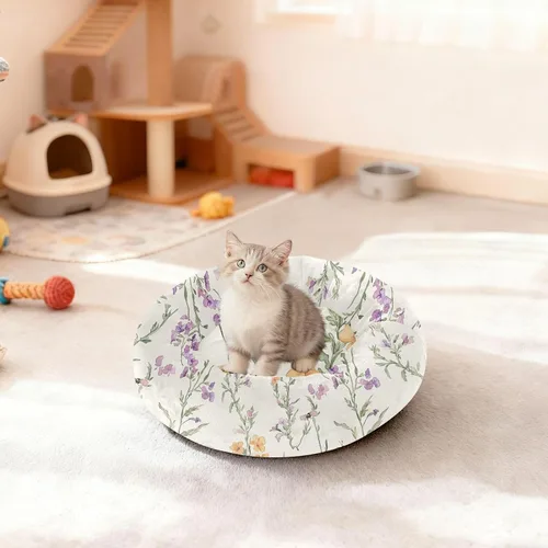 Vista 3 de Pet Dog Beds Anti-Slip Fluffy Dog & Cat Cushion for Small Size Pets Sleeping XS Retro Snapdragon Neutral