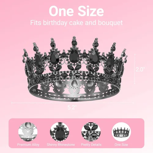 Vista 2 de Corona para mujer, tiara de corona de reina para fiestas navideñas, aleación