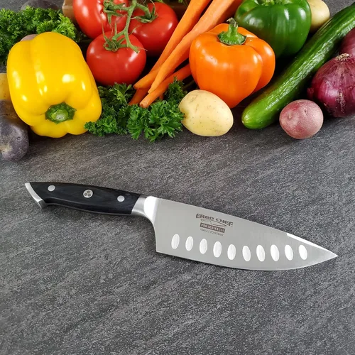 Vista 5 de Ergo Chef Pro Series 2.0 - Cuchillo de chef de 6 pulgadas, hoja de acero inoxidable de alto carbono forjada 7Cr17Mov, mango ergonómico de madera
