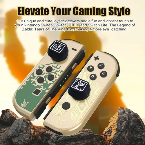 Vista 3 de Switch Button Caps, Switch OLED Thumb Grip Caps, Joystick Caps for Switch lite - Black and White (4 Packs)