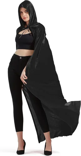 Vista 3 de QUCH Capa con capucha unisex con capucha para hombres y mujeres, capa de bruja de vampiro, disfraz de Halloween y Navidad