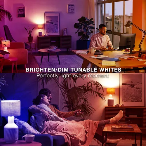 Vista 8 de DAYBETTER Bombillas inteligentes, bombilla Alexa, bombillas WiFi, bombilla RGBCW que cambia de color A19 9W 800LM, bombillas inteligentes que
