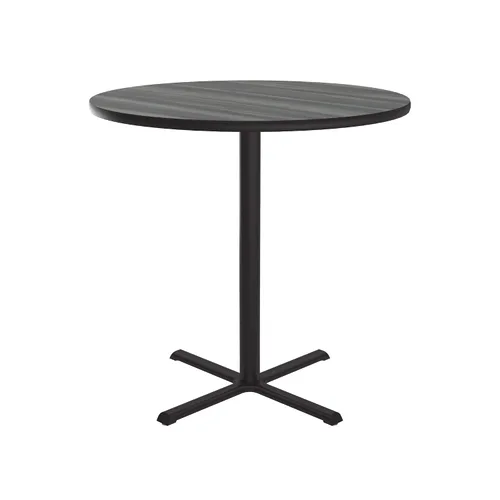 Vista 75 de Correll - Mesa redonda de 24.0 in para cafetería y sala de descanso, parte superior laminada de alta presión, base de hierro fundido, tapas Azul
