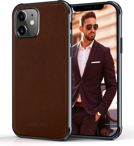 Vista 10 de LOHASIC Funda para iPhone 12/12 Pro para hombre, cuero de lujo, delgada, clásica, agarre suave, a prueba de golpes, protección de cuerpo completo