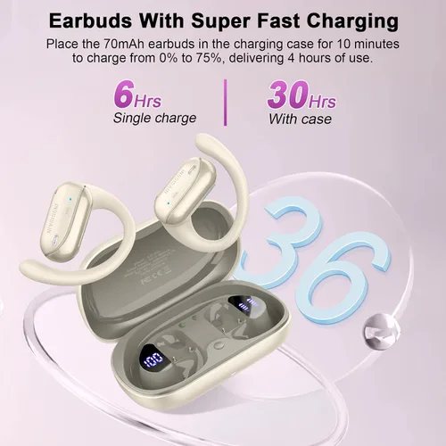 Vista 6 de Auriculares de Traducción AI en Tiempo Real – Auriculares Traductor de 164 Idiomas, Auriculares Inalámbricos 4-en-1 Bluetooth con Audifonos Blanco