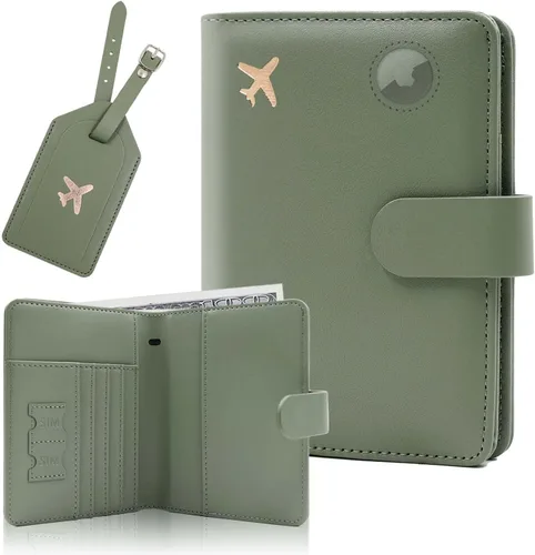 Vista 9 de Melsbrinna Rfid - Soporte para pasaporte para mujeres y hombres, juego de etiqueta de maleta de viaje, bonita cartera de pasaporte con ranuras