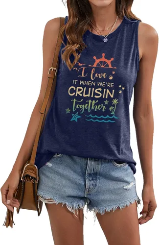 Vista 4 de SFHFY Camiseta sin mangas de crucero para mujer, camisetas para amantes de los cruceros, regalos de crucero, regalos para vacaciones familiares