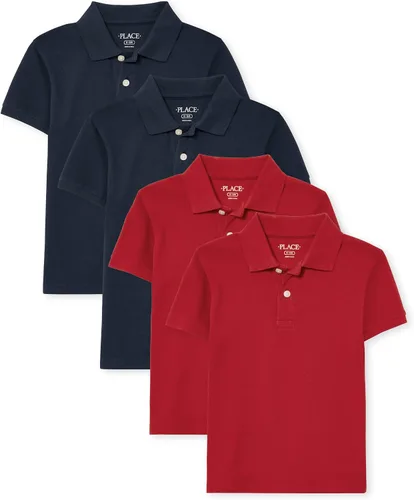 Vista 18 de The Children's Place - Camisa polo de manga corta para bebés y niños pequeños Negro/Blanco 2