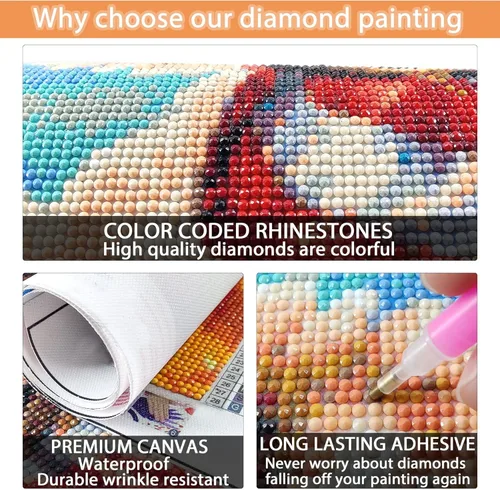 Vista 5 de Kits de pintura de diamantes de Cristo para adultos principiantes, flores de mariposa 5D de taladro completo, kits de arte de diamantes redondos