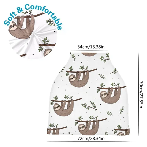 Vista 3 de Funda de lactancia, bufanda de lactancia, lindo Doodle Sloth fundas de asiento de coche para bebés bebés, funda para cochecito, toldo para asiento