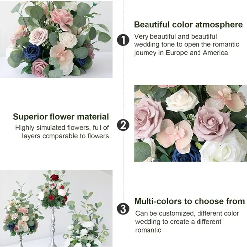 Vista 5 de Flor artificial independiente para pasillo de boda, entrada, arreglo floral, pasillo de boda, bola de flores, plomo, flor de plomo, decoración