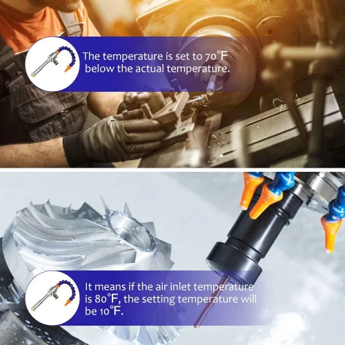 Vista 5 de Aire frío de vórtice de aleación de aluminio de 5.118 in con tubo flexible para fresadora de torno CNC Enfriamiento en seco