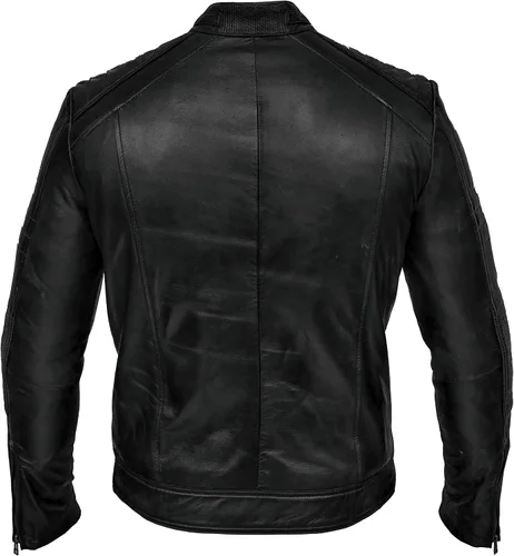 Vista 2 de Mens Biker Vintage Antique Brown Cafe Racer Real Leather Jacket