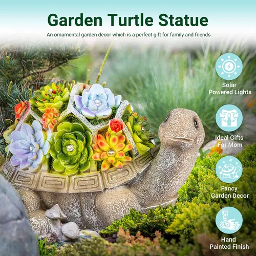 Vista 5 de Estatuas de jardín solar GIGALUMI Figura de tortuga Luces para exteriores, decoraciones de jardín al aire libre Decoración de jardín Regalos únicos