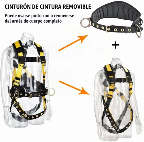 Vista 6 de 3D-Rings Fall Potection Safety Harness With Waist＆Leg Tounge Buckles Waist & Shoulder Pad Support ANSI Compliant