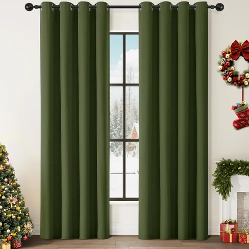 Vista 88 de ChrisDowa Cortinas 100% Opacas de Abedul Sólido de 45 Pulgadas de Largo, 2 Paneles para Dormitorio y Sala de Estar, Estilo Granja Oscurecedoras