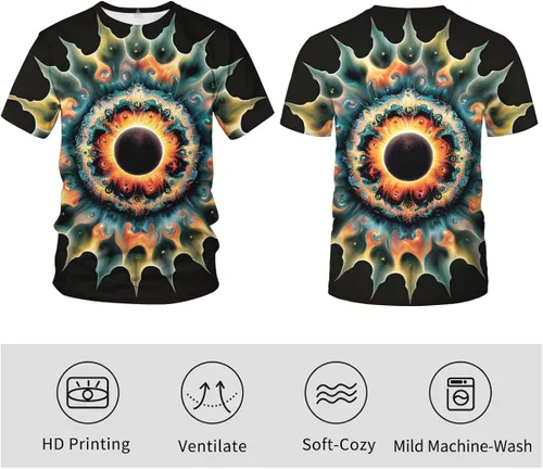 Vista 3 de Srcnhim Trippy - Camiseta clásica de manga corta con estampado 3D de The Eye of God Tie-Dye