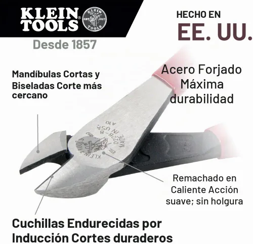 Vista 2 de Klein Tools D200028GLW - Alicates de corte diagonal Hi-Viz con mandíbulas cortas y asas que brillan en la oscuridad, 8 pulgadas
