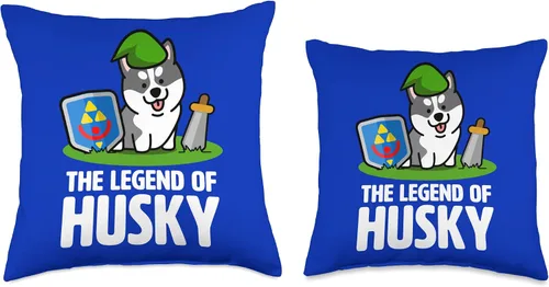 Vista 3 de Brainlab Studios - Video Games & Huskies Games & Huskies-Funny Husky, almohada de videojuegos para jugadores, 16 x 16 pulgadas, multicolor