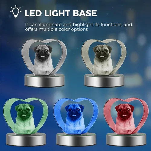 Vista 6 de Foto de cristal para perros y gatos, regalos conmemorativos personalizados con tu propia foto para amantes de las mascotas, imagen grabada