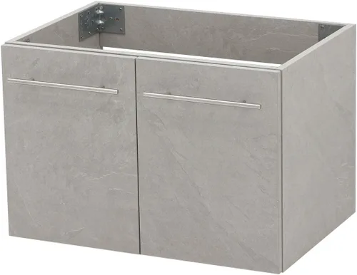 Vista 3 de Juego de lavabo flotante para montaje en pared, color gris pizarra clara, fregadero de cerámica para encimera de piedra plana negra, 24 pulgadas