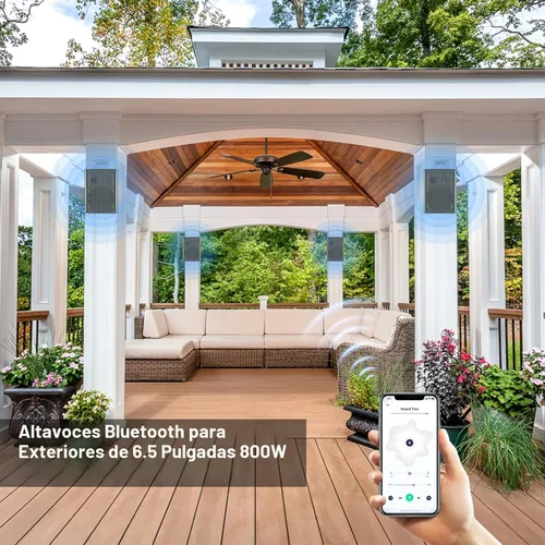 Vista 7 de STUDIOFINIX Altavoces Bluetooth para Exteriores de 800W 6.5 Pulgadas Impermeables Cableados con Amplificador Multifuncional Montaje en Pared Sistema