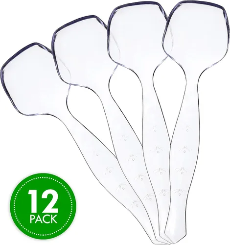 Vista 5 de Plasticpro Cucharas desechables de plástico para servir, utensilios de servicio duraderos, resistentes, transparentes, paquete de 12