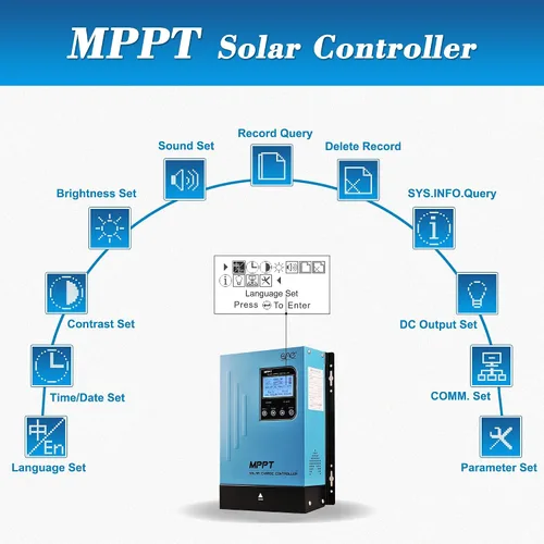 Vista 3 de Controlador de carga solar MPPT 60A 12V24V48V Regulador de batería automático Panel solar Max 150V entrada para baterías de litio, selladas, gel e