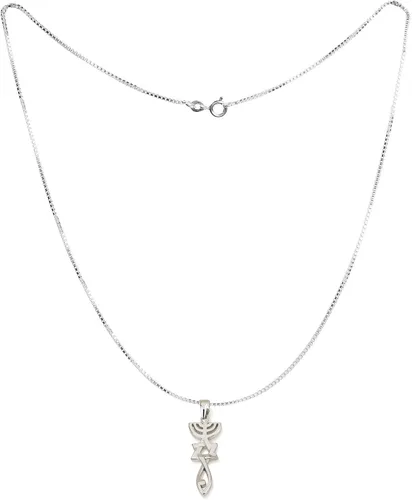 Vista 3 de Judaísmo mesiánico 925 plata esterlina símbolo mesiánico collar joyería hecha en Israel, circonita cúbica raras bendiciones espirituales