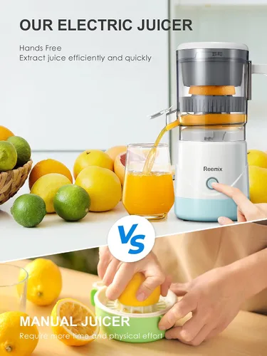 Vista 2 de Reemix Exprimidor eléctrico de cítricos, exprimidor de naranja completamente automático para naranja, limón, pomelo, exprimidor de cítricos