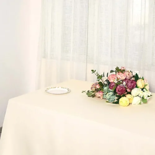 Vista 8 de Efavormart - Mantel rectangular de poliéster, 90 x 156 pulgadas, color beige, 5 unidades, para bodas, fiestas, restaurantes
