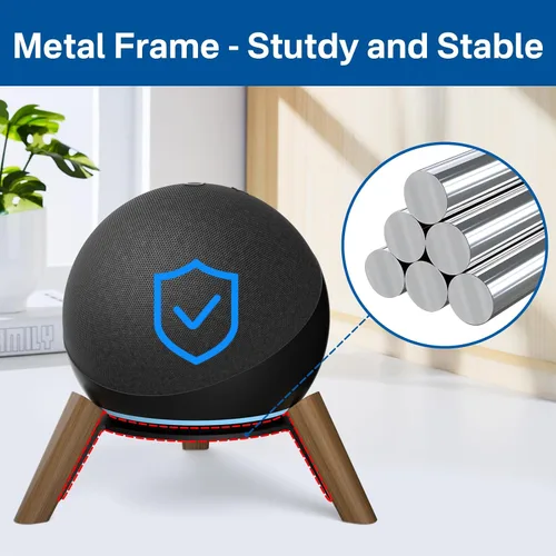 Vista 5 de Soporte de escritorio de madera para Echo Dot de 4ª y 5ª generación y soporte para Echo Dot Max para un mejor sonido, soporte de altavoz de trípode