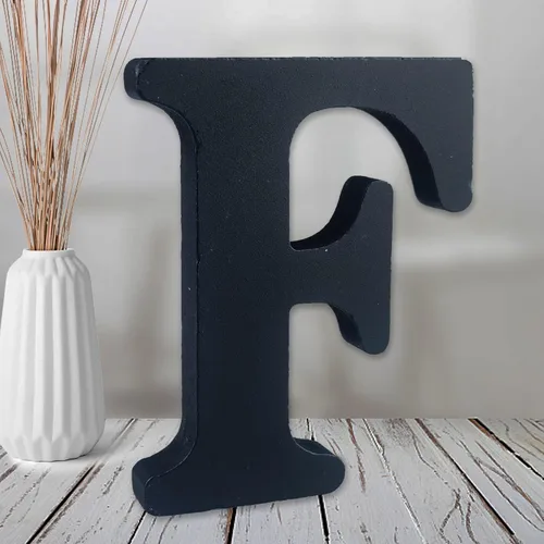 Vista 13 de AOCEAN Letras de madera negra de 6 pulgadas Letras de madera sin terminar para decoración de pared Letras decorativas de pie Rebanadas Tablero