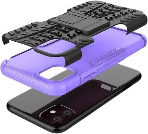 Vista 4 de Asuwish Funda de teléfono para iPhone 11 6.1 con protector de pantalla de vidrio templado y soporte delgado, híbrida, resistente, funda protectora