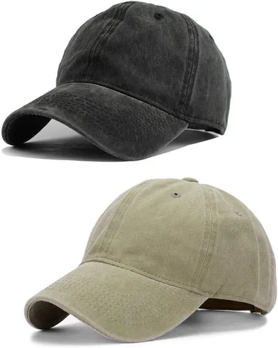 Vista 32 de HH HOFNEN Gorra de béisbol de algodón de sarga lavada y desgastada, vintage, ajustable, para hombre y mujer