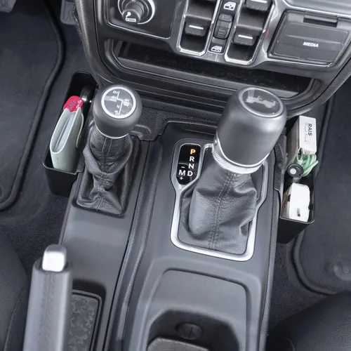 Vista 8 de PIMCAR 3 accesorios interiores compatibles con Jeep Wrangler JL/JLU 2018-2026 y Gladiator JT Truck 2020-2026, incluyendo organizador de consola