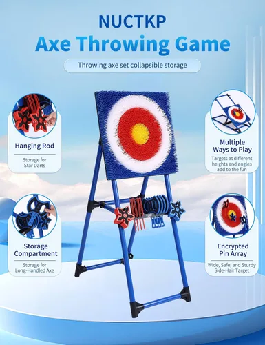 Vista 2 de Axe Throwing Game for Backyard with 8 Axes & 8 Star Darts,Axe Throwing Game Set for Indoor & Outdoor,Yard,Camping,Backyard