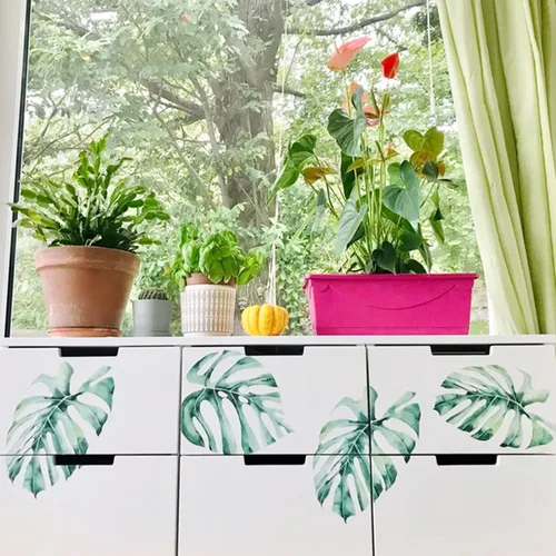 Vista 3 de 11 plantillas de hojas grandes de 12 x 6 pulgadas, plantillas de hojas de helecho de palma para pintar en paredes, plantas tropicales de naturaleza