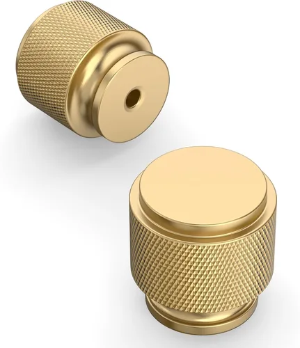 Vista 23 de Amerdeco ZH0031 - Juego de 10 tiradores de gabinete de oro cepillado de 3 pulgadas (76mm) con agujero central, tiradores para cajones, herrajes
