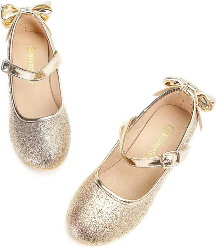 Vista 2 de Zapatos de vestir para niñas, zapatos de princesa de tacón bajo, zapatos planos Mary Jane para fiestas de bodas y niños pequeños