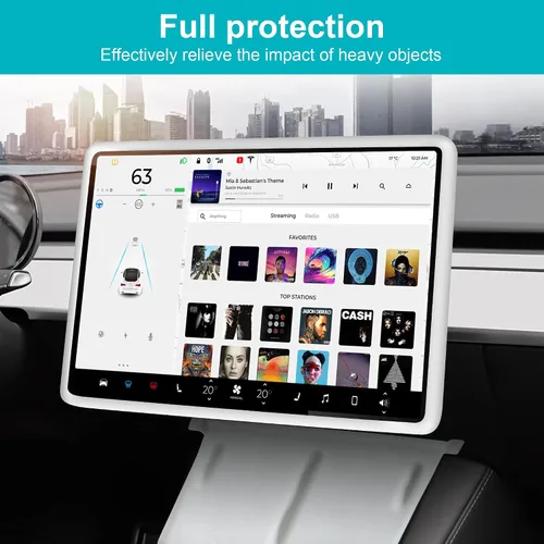 Vista 9 de frani Protector de Marco de Pantalla Negro Diseñado para Tesla Modelo 3 (2025-2017), Tesla Modelo Y (2025-2020), Accesorios de Decoración