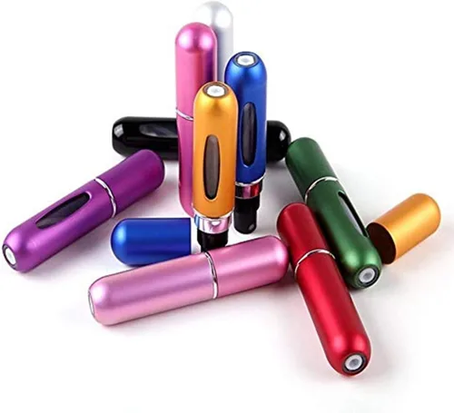 Vista 3 de MuOu - Paquete de 3 botellas atomizadoras de perfume, recargables, de 5 ml, multicolor, para viajes y salidas