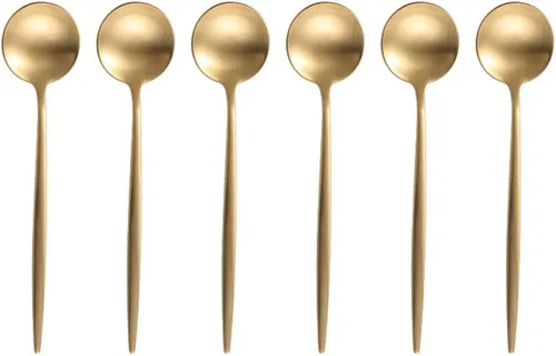 Vista 11 de Juego de cubiertos de acero inoxidable 18/10 dorado de 20 piezas, juego de cubiertos para 4 personas, acabado mate, apto para lavavajillas