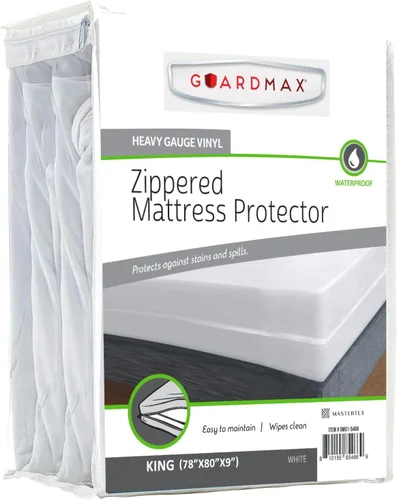 Vista 9 de Guardmax Funda de colchón de vinilo resistente con cremallera tamaño individual, protector de colchón impermeable y transpirable, ropa de cama